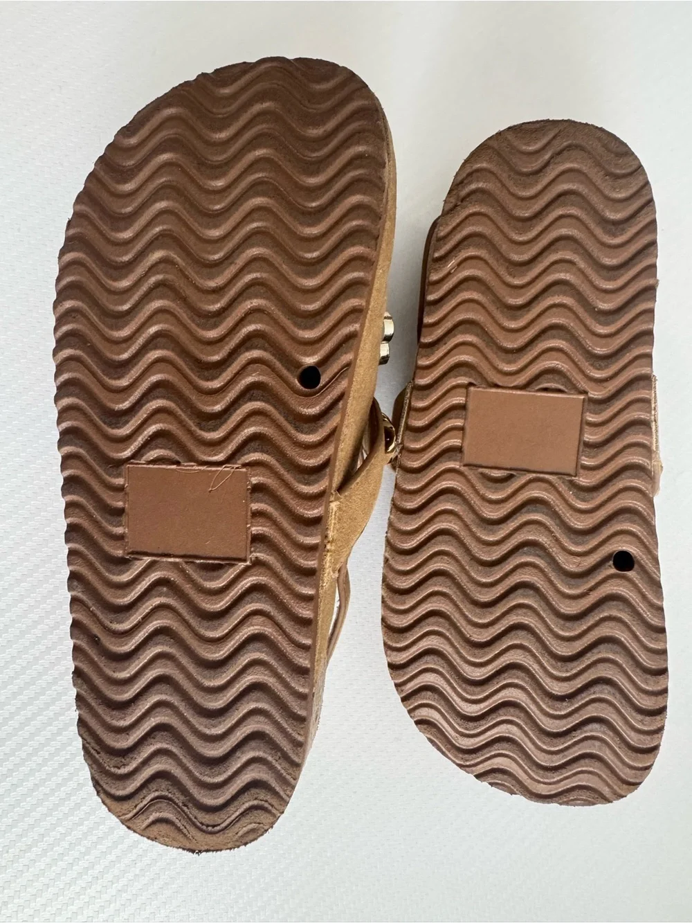 SHEIN Girls Brown Embellished Slip-Ons with Gold Chain & Charms